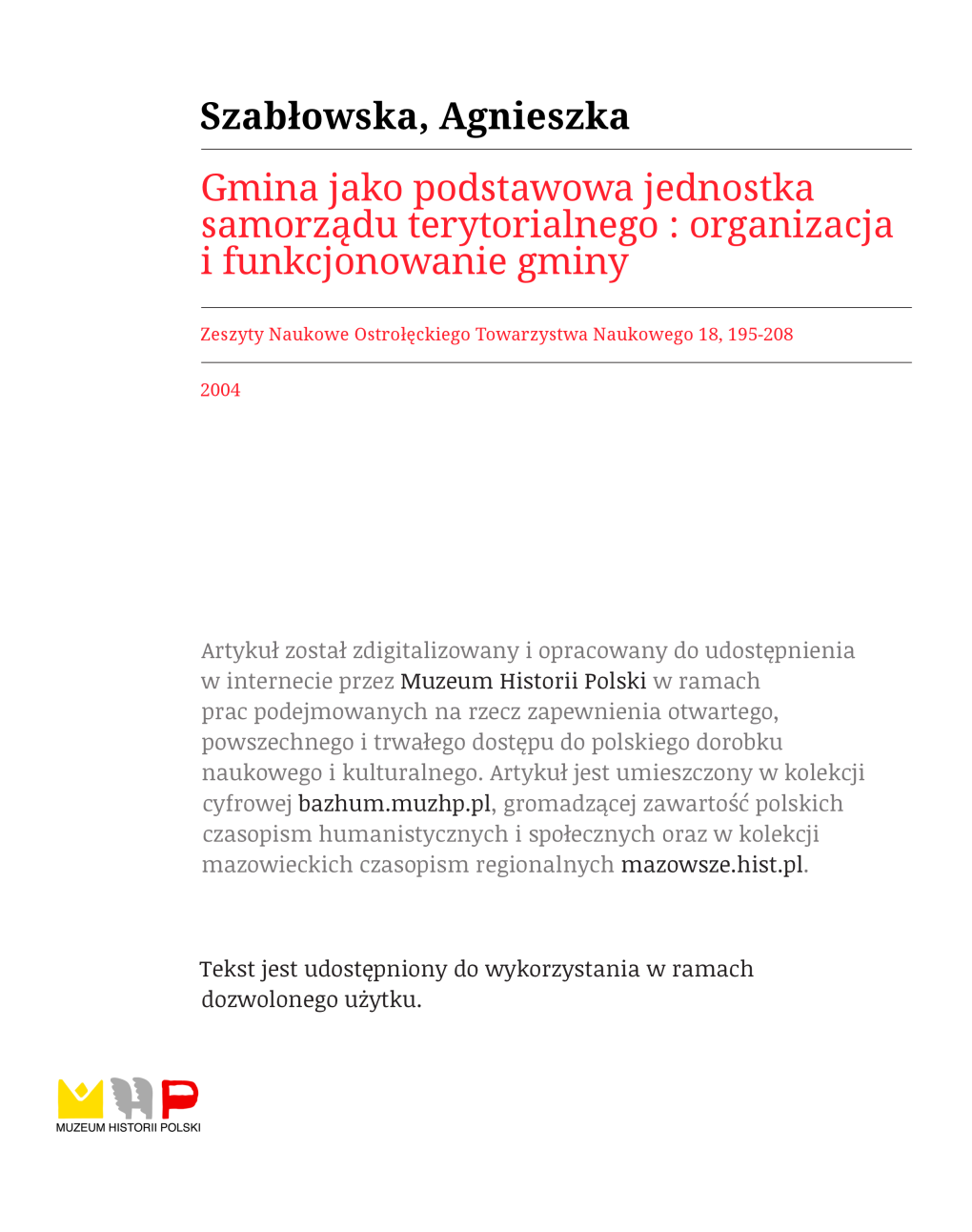 Gmina Jako Podstawowa Jednostka Samorządu Terytorialnego - Organizacja I Funkcjonowanie Gminy