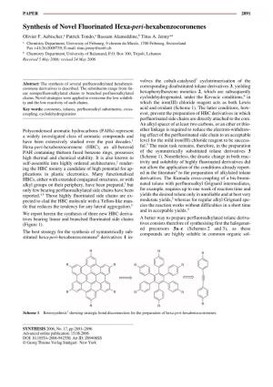 Synthesis of Novel Fluorinated Hexa-Peri-Hexabenzocoronenes Synthesisolivier of Fluorinated Hexa-Peri-Hexabenzocoronenes F