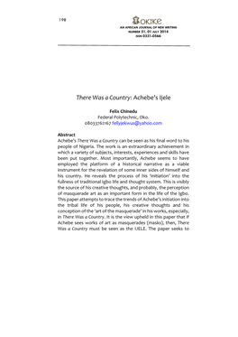 There Was a Country: Achebe's Ijele