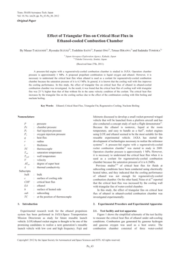 Effect of Triangular Fins on Critical Heat Flux in Ethanol-Cooled Combustion Chamber