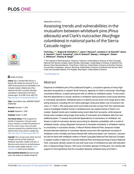 Assessing Trends and Vulnerabilities in the Mutualism Between Whitebark