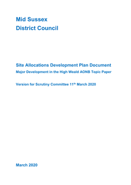 Major Development in the High Weald AONB Topic Paper