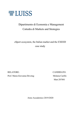 Dipartimento Di Economia E Management Cattedra Di Markets
