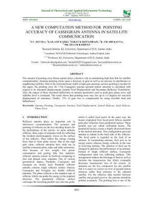 A New Computation Method for Pointing Accuracy of Cassegrain Antenna in Satellite Communication 1S.V