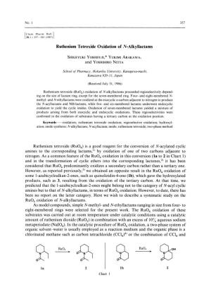 Ruthenium Tetroxide (Ruo4) Oxidation of N-Alkyllactams Proceeded Regioselectively Depend- Ing on the Size of Lactam Ring, Except for the Seven-Membered Ring