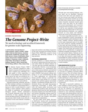 The Genome Project–Write Issues, Enabling Inclusive Decision-Making on the Topics Mentioned Above (7)