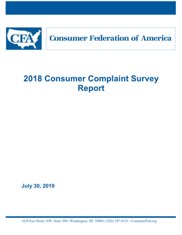 2018 Consumer Complaint Survey Report