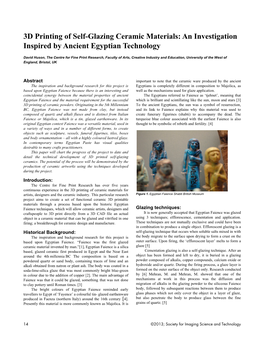 3D Printing of Self-Glazing Ceramic Materials: an Investigation Inspired by Ancient Egyptian Technology