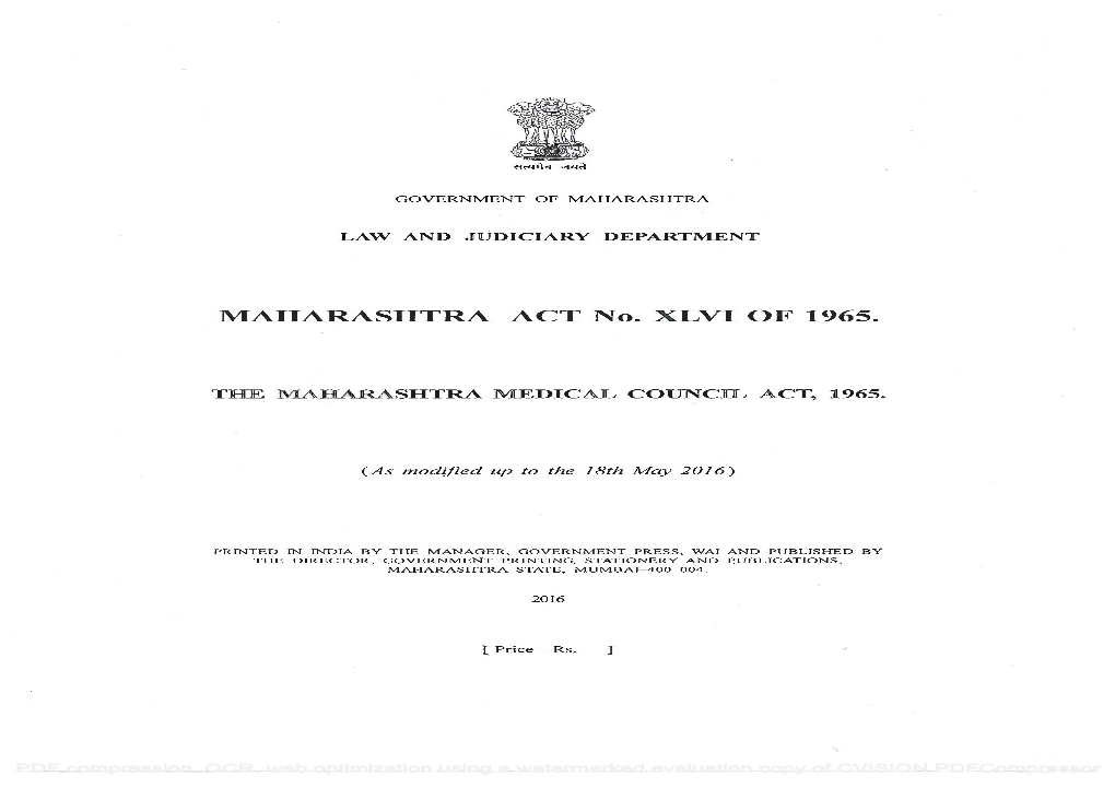 MAHARASHTRA ACT No. XLVI of 1965