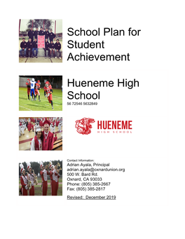 School Plan for Student Achievement Hueneme High School