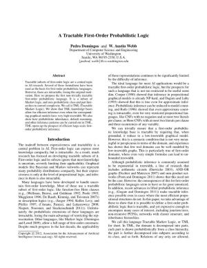 A Tractable First-Order Probabilistic Logic