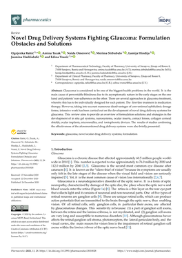 Novel Drug Delivery Systems Fighting Glaucoma: Formulation Obstacles and Solutions