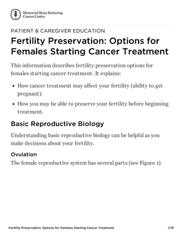Fertility Preservation: Options for Females Starting Cancer Treatment