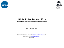 NCAA Rules Review - 2019 a Quick Look at Common Rules That We Often Forget