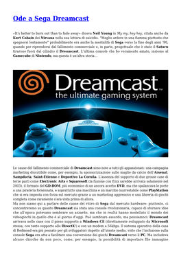 Ode a Sega Dreamcast,Sega History