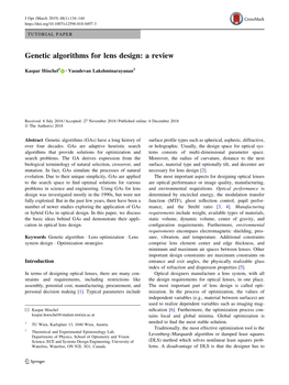 Genetic Algorithms for Lens Design: a Review