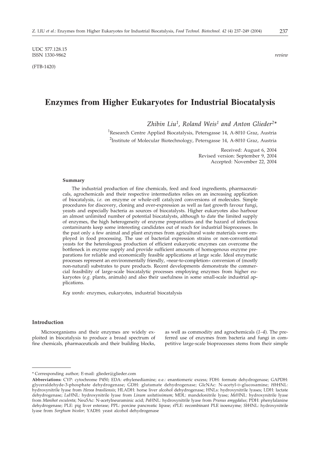 Enzymes from Higher Eukaryotes for Industrial Biocatalysis, Food Technol