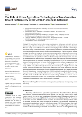 The Role of Urban Agriculture Technologies in Transformation Toward Participatory Local Urban Planning in Rafsanjan