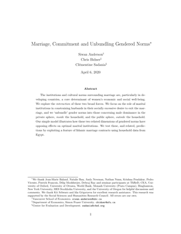 Marriage, Commitment and Unbundling Gendered Norms∗