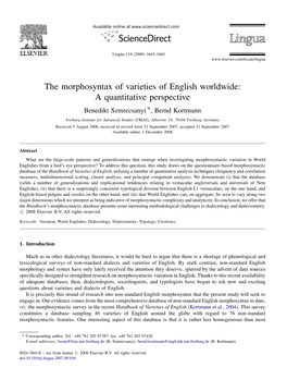 The Morphosyntax of Varieties of English Worldwide: a Quantitative