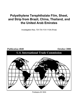 Polyethylene Terephthalate Film, Sheet,And Strip from Brazil, China