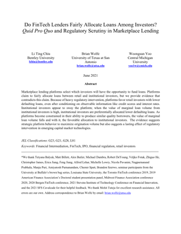 Do Fintech Lenders Fairly Allocate Loans Among Investors? Quid Pro Quo and Regulatory Scrutiny in Marketplace Lending