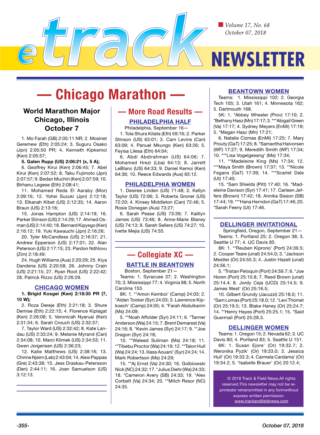 — Chicago Marathon — Teams: 1