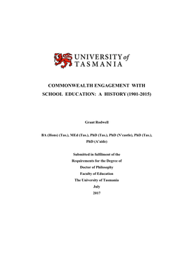Commonwealth Engagement with School Education: a History (1901-2015)