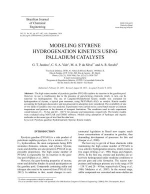 Modeling Styrene Hydrogenation Kinetics Using Palladium Catalysts