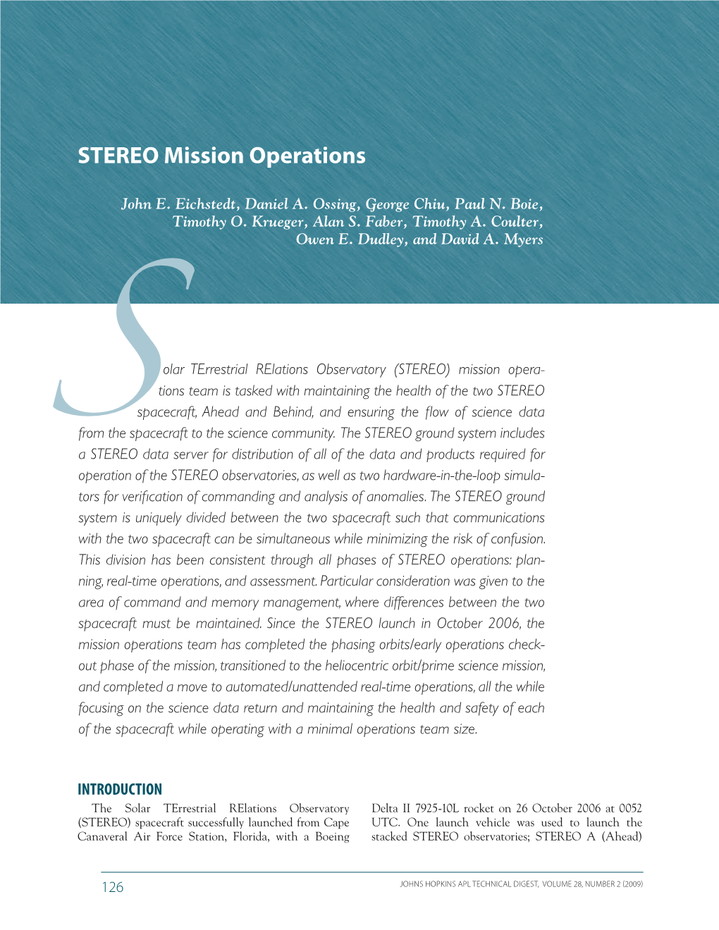 STEREO Mission Operations