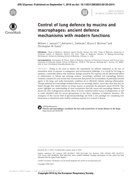 Control of Lung Defence by Mucins and Macrophages: Ancient Defence Mechanisms with Modern Functions