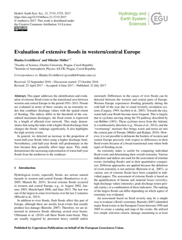 Evaluation of Extensive Floods in Western/Central Europe
