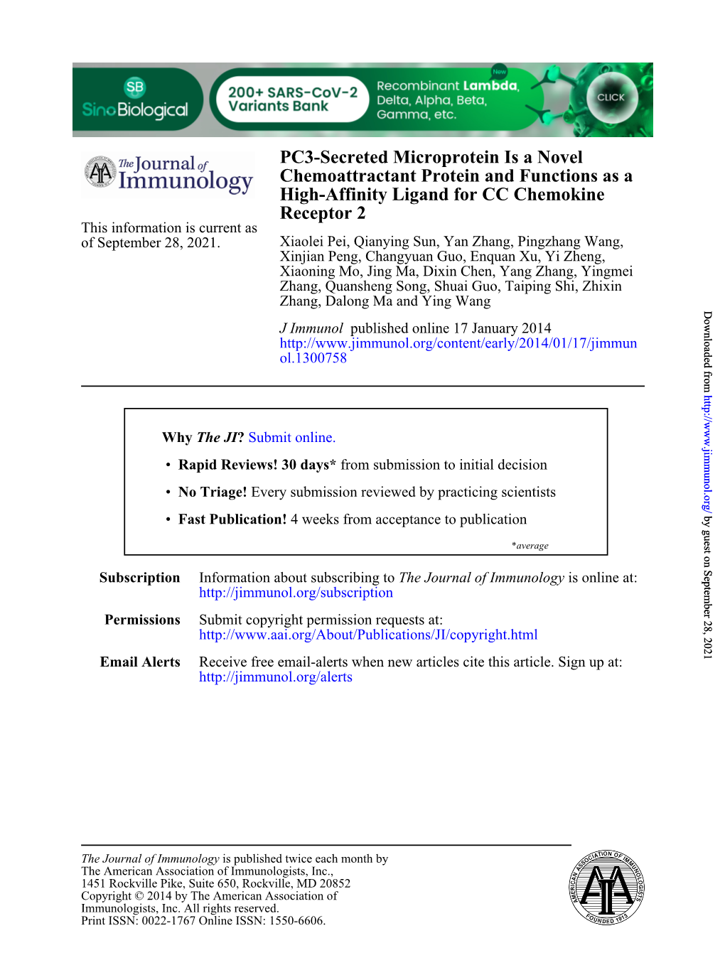 Receptor 2 High-Affinity Ligand for CC Chemokine Chemoattractant