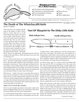 October 2013 the Death of the Whatchacallit Knife Wayne Goddard