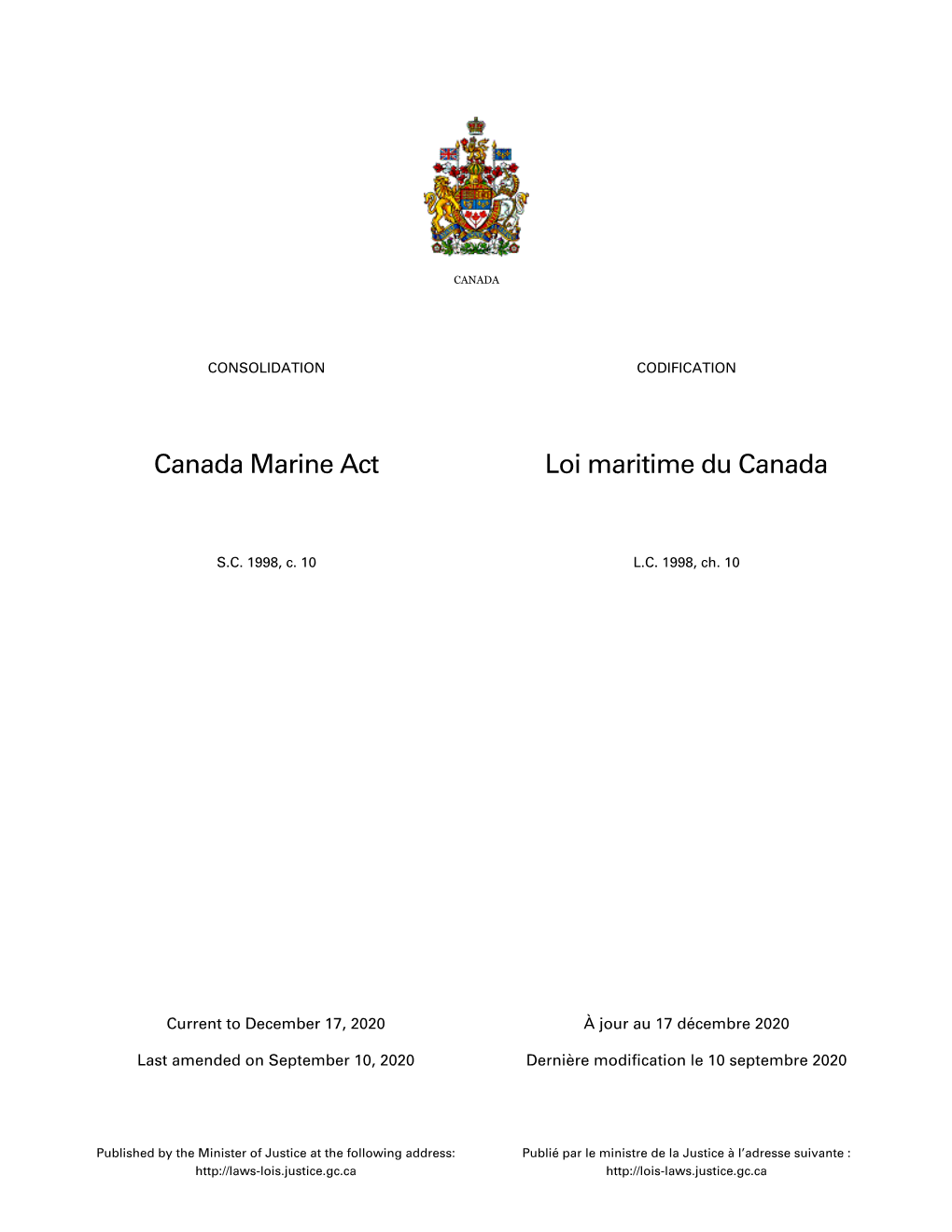 Canada Marine Act Loi Maritime Du Canada