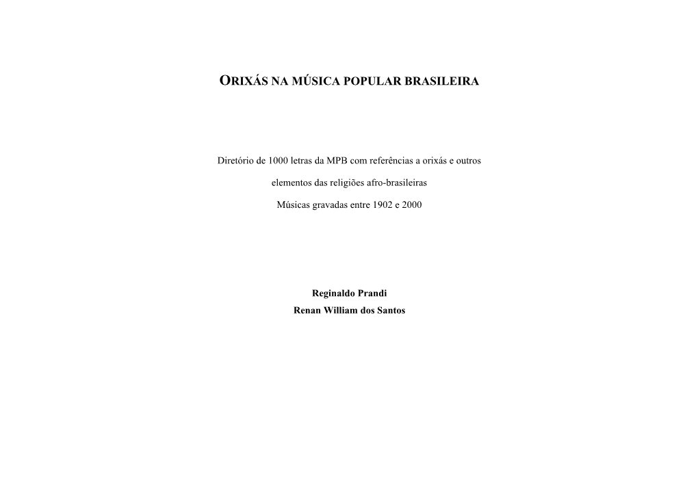 Orixás Na Música Popular Brasileira