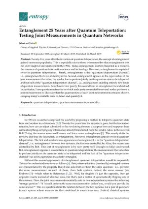 Entanglement 25 Years After Quantum Teleportation: Testing Joint Measurements in Quantum Networks