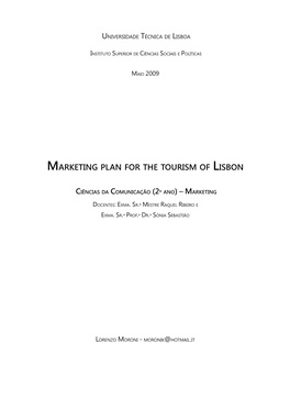 Marketing Plan for the Tourism of Lisbon