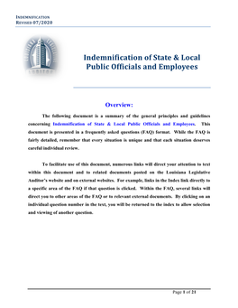 Indemnification of State & Local Public Officials and Employees