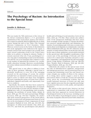 The Psychology of Racism: an Introduction 2018, Vol