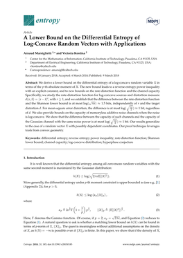 A Lower Bound on the Differential Entropy of Log-Concave Random Vectors with Applications