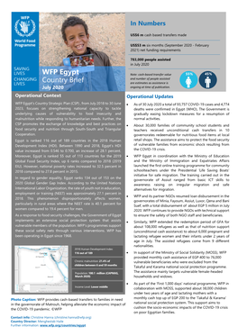 WFP Egypt Country Brief July 2020