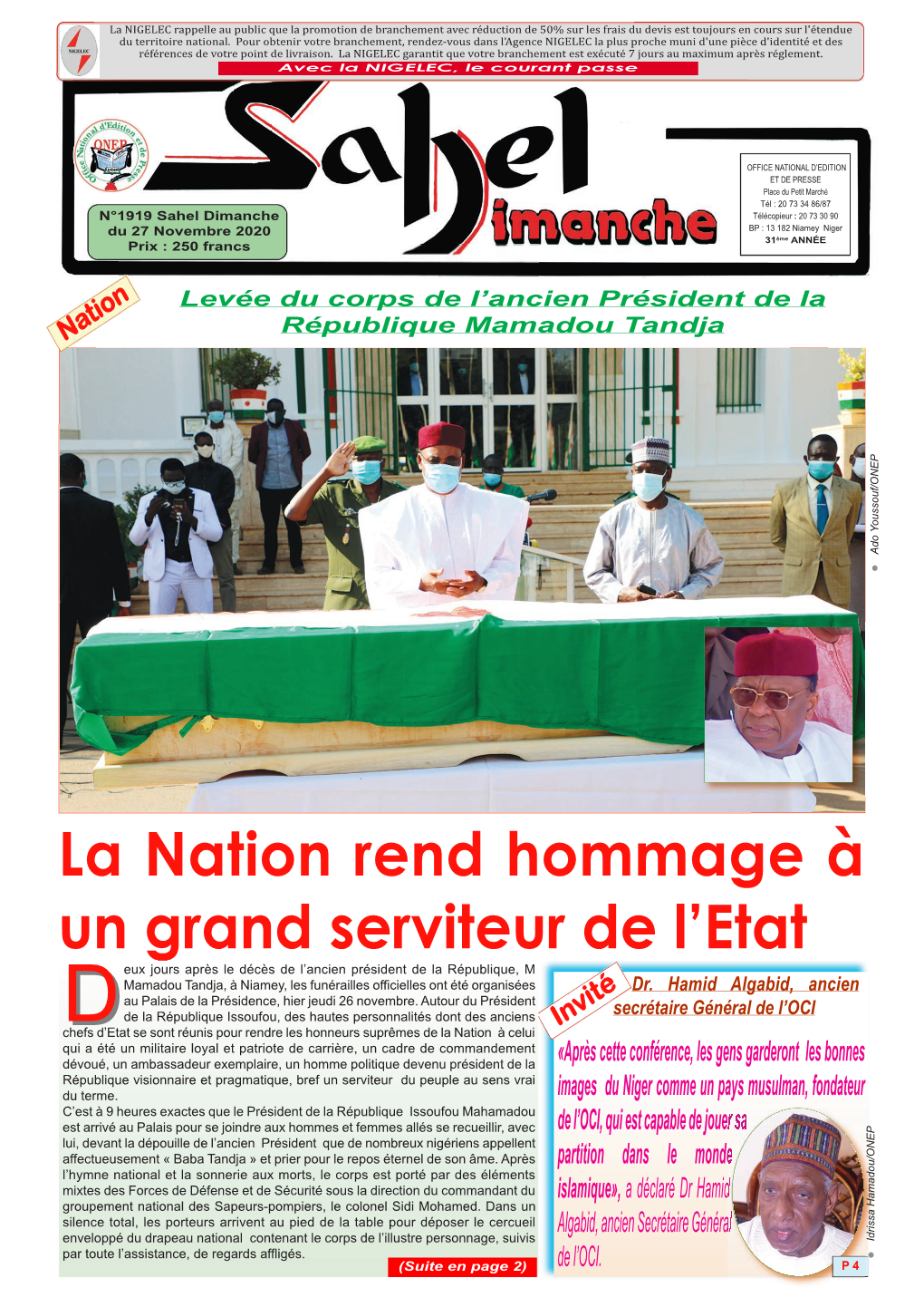 La Nation Rend Hommage À Un Grand Serviteur De L'etat