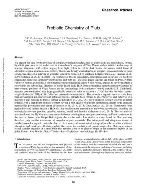Prebiotic Chemistry of Pluto