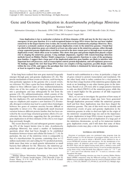 Gene and Genome Duplication in Acanthamoeba Polyphaga Mimivirus
