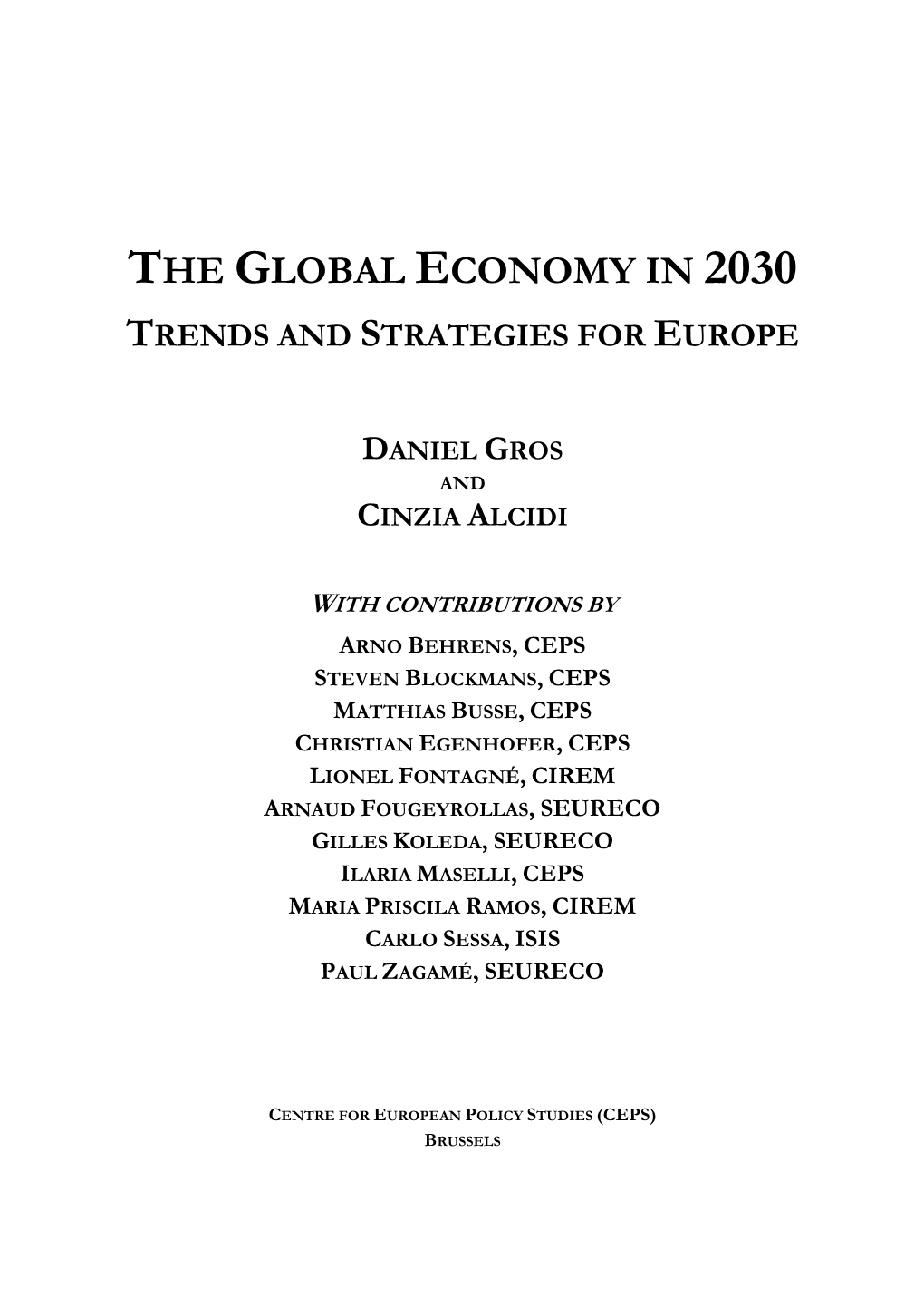 The Global Economy in 2030 Trends and Strategies for Europe