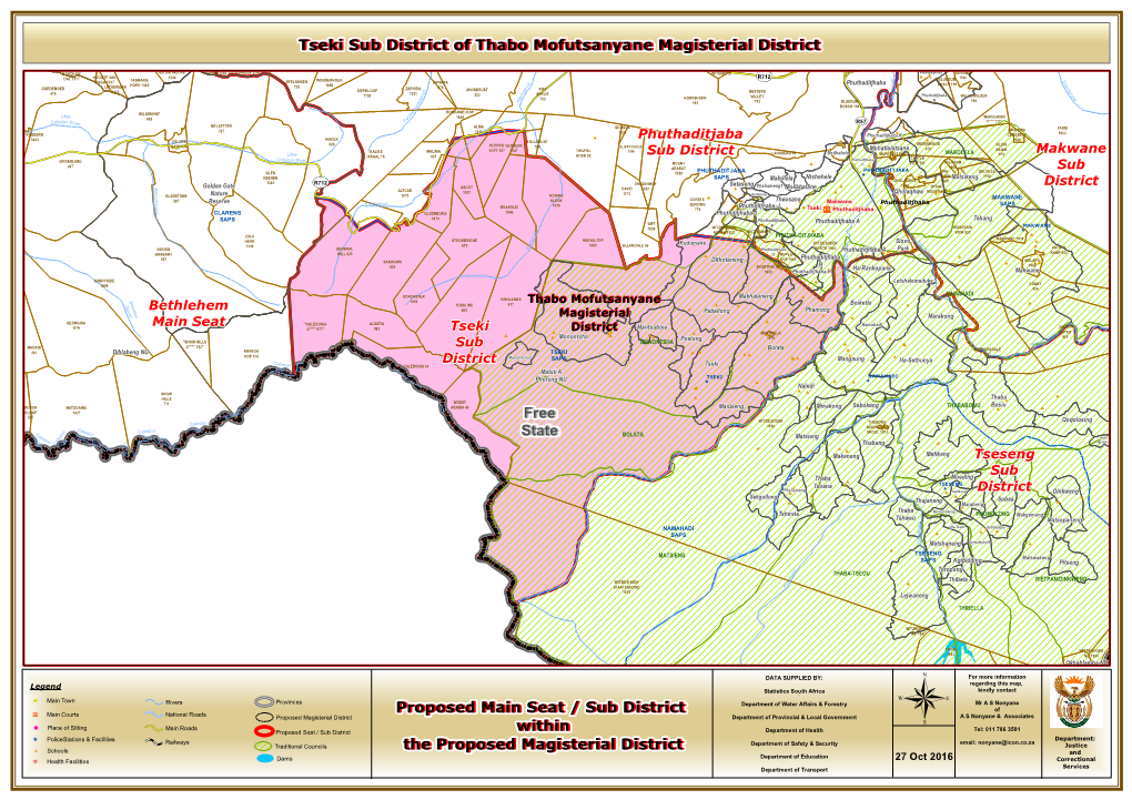 Free State Proposed Main Seat / Sub District Within the Proposed