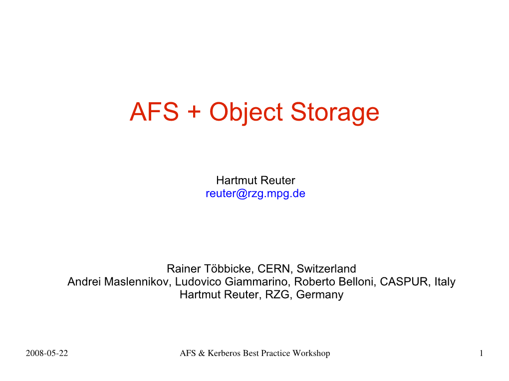 AFS + Object Storage