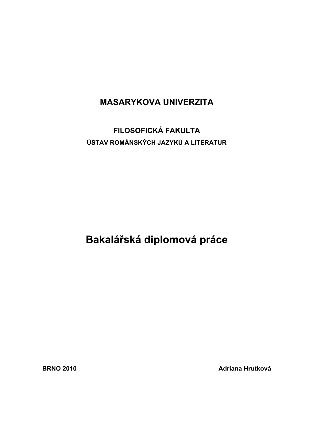 Bakalářská Diplomová Práce