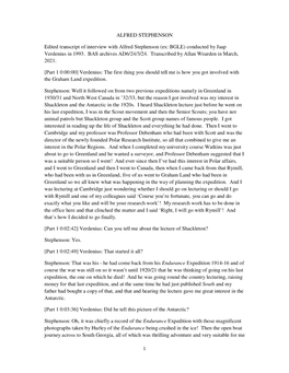 ALFRED STEPHENSON Edited Transcript of Interview with Alfred